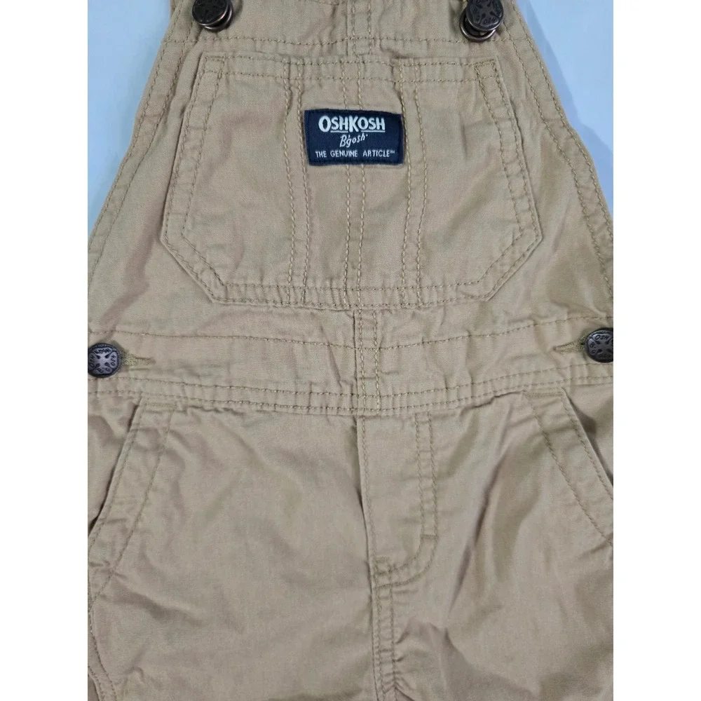 OshKosh Bgosh Toddler Boys Khaki Canvas Overalls Tan 18M 1T273010